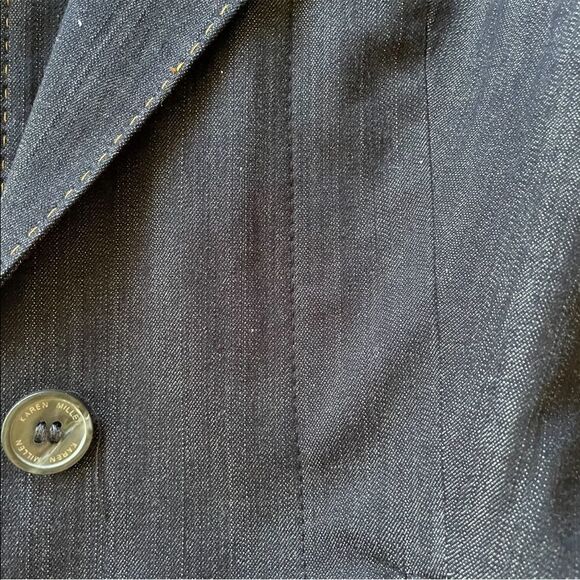 KAREN MILLEN Tailored Denim Cotton Blazer Vest Blue 4 - Picture 11 of 13